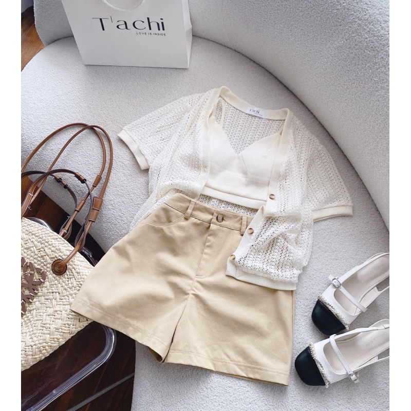 SET 3 MÓN KHOÁC TRẮNG KÈM CROP 2 DÂY TRẮNG