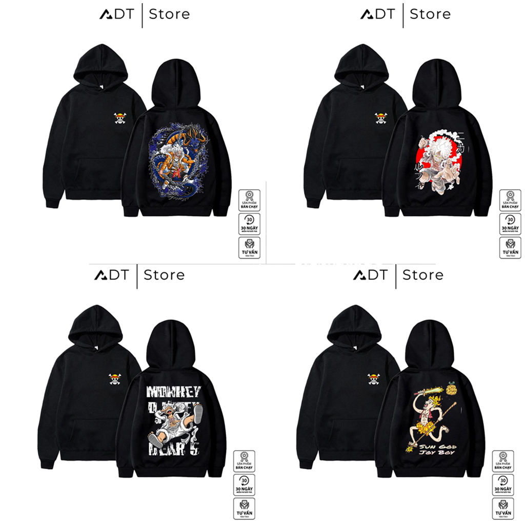 BST Mẫu Áo thun ADTStore x One Piece. Áo hoodie one piec hình in 2 mặt Unisex - Luffy - Zoro - Ace - Uta