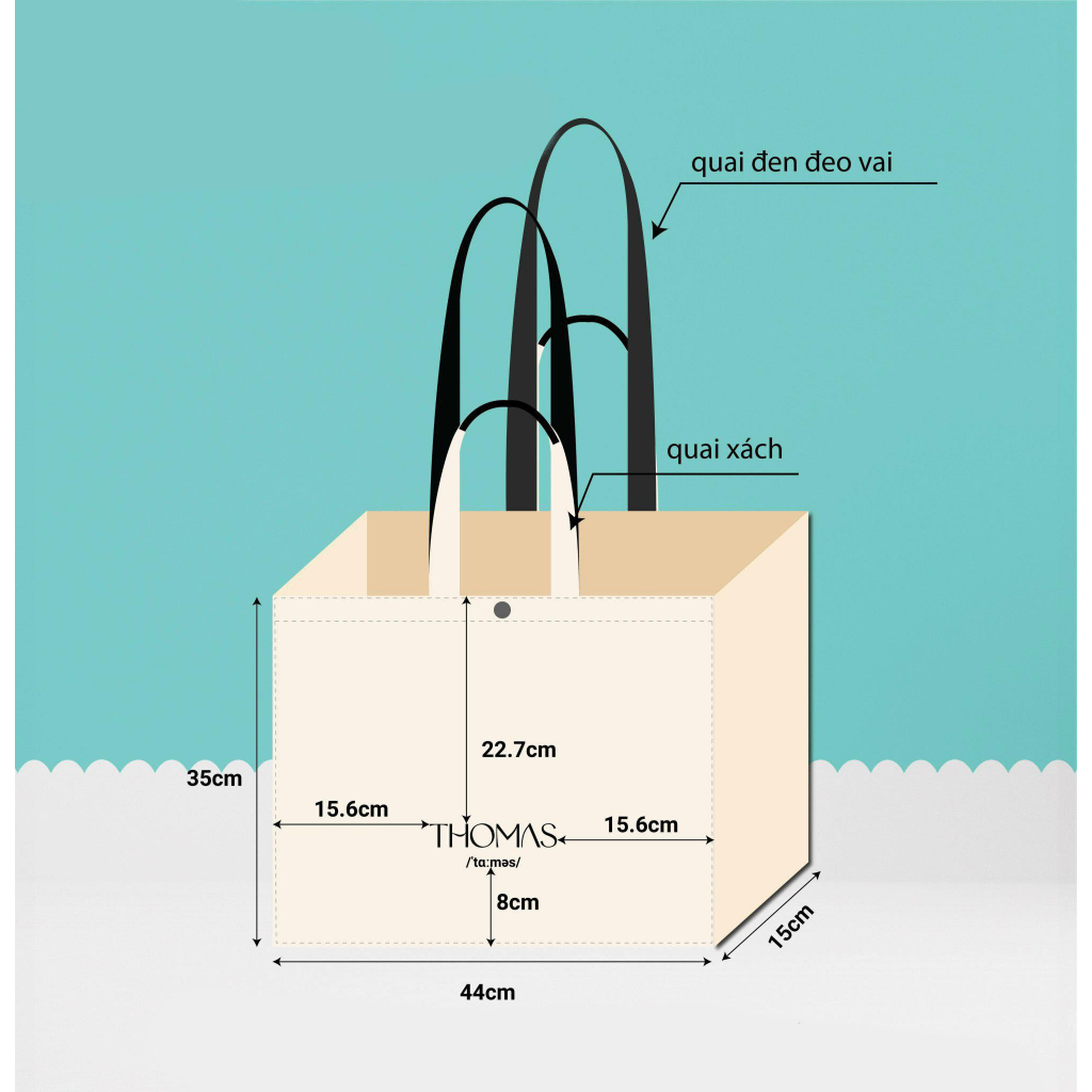 Thomas tote bag vải Canvas cao cấp chính hãng Thomas Stu
