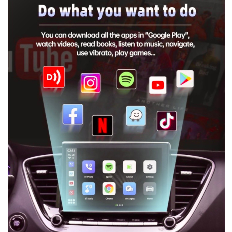 Bộ Android Box Tích Hợp Camera Hành Trình Model CarPlay HC4 Dẫn Đường Cá Nhân Hóa Màn Hình Android Thông Minh