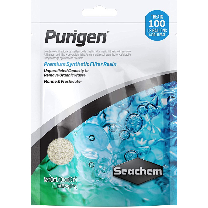 SEACHEM PURIGEN ( Túi 100ML ) | Vật Liệu Lọc Amonia , Nitrit , Nitrat Cho Hồ Thuỷ Sinh , Hồ Cá Biển