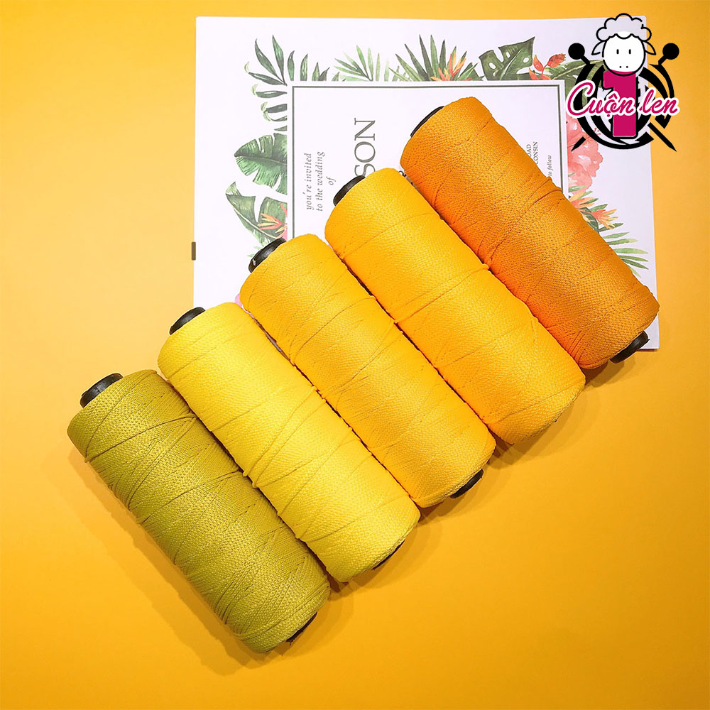 Sợi dệt trơn Cotton Craff Yarn 2mm móc nón, túi, ví 125g  - 1 CUỘN LEN