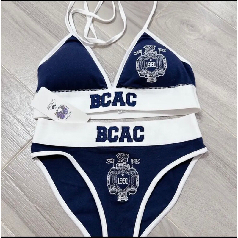 Set bikini Xanh than BCAC. Bộ đồ lót tắm biển 2 mảnh BCAC cotton.