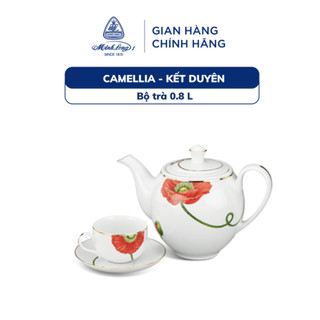 [GIÁ ƯU ĐÃI] Bộ Ấm Trà Sứ Minh Long 0.8 L - Camellia - Kết Duyên