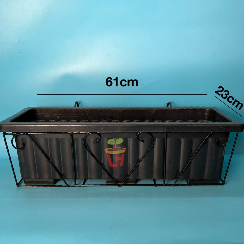 Bộ khay và khung treo lan can trồng cây, trồng rau sach thông minh (61x23x19cm)