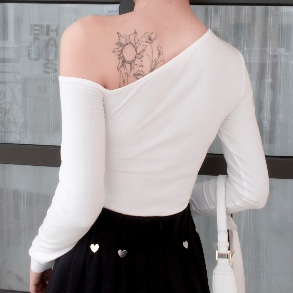 Áo lệch vai thun ôm body, kiểu bẹt vai,  khoét xẻ hở vai sexy gợi cảm- CONFI