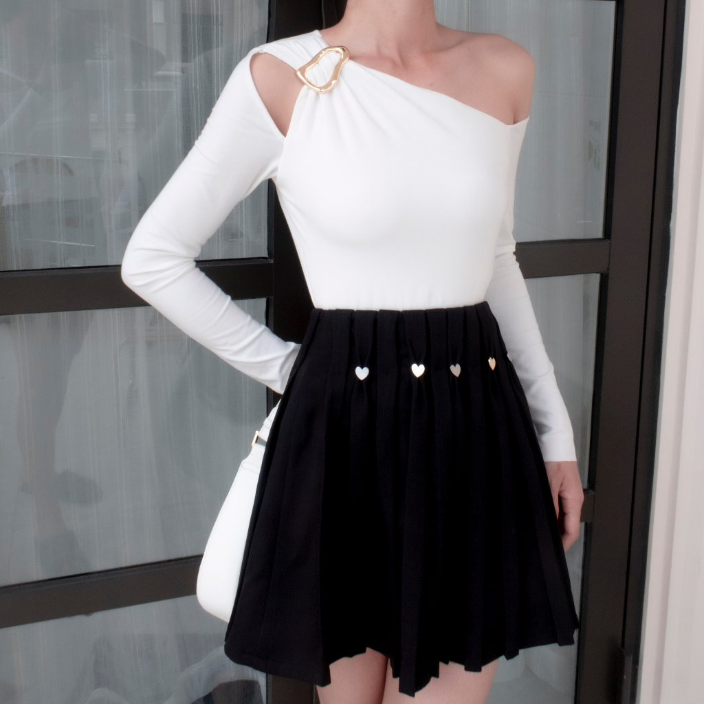 Áo lệch vai thun ôm body, kiểu bẹt vai,  khoét xẻ hở vai sexy gợi cảm- CONFI