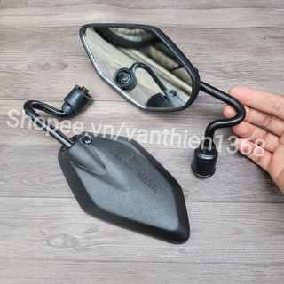 Kính gương chiếu hậu ya chân cong răng xuôi 10li màu đen