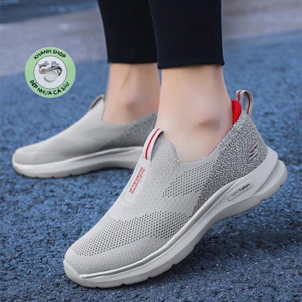 Giày chạy bộ Skechers Gowalk 6 Cho Nam, ÊM, NHẸ , THOÁNG MÀU GHI XÁM