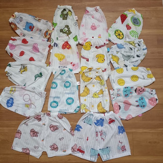 Set 10 quần cộc đùi cotton giấy quảng châu cho bé sơ sinh - quần áo bé trai bé gái sơ sinh từ 3-13kg
