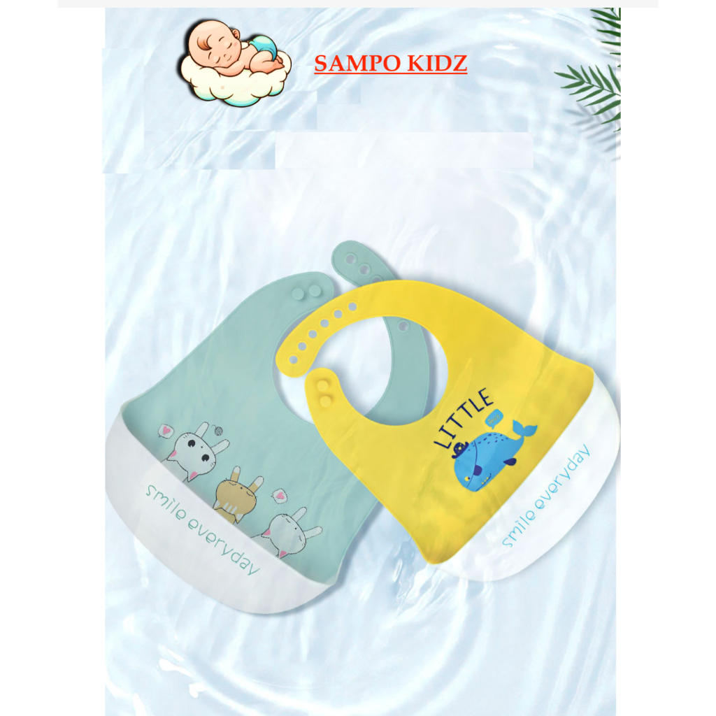 Yếm Ăn Dặm Cho Bé Silicone Có Máng chống thấm cao cấp hình thú siêu cute