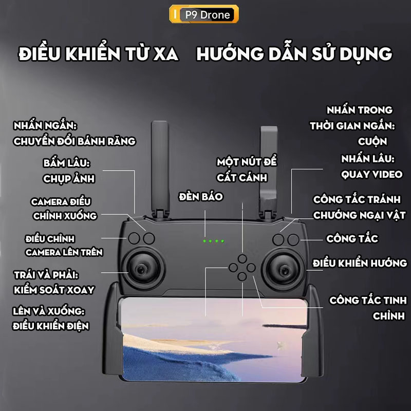 Drone giá rẻ P9 FIYCAM Mini điều khiển từ xa với 4K Dual Camera xe chống va chạm cảm biến 2500mAh pin đồ chơi ngoài trời | BigBuy360 - bigbuy360.vn
