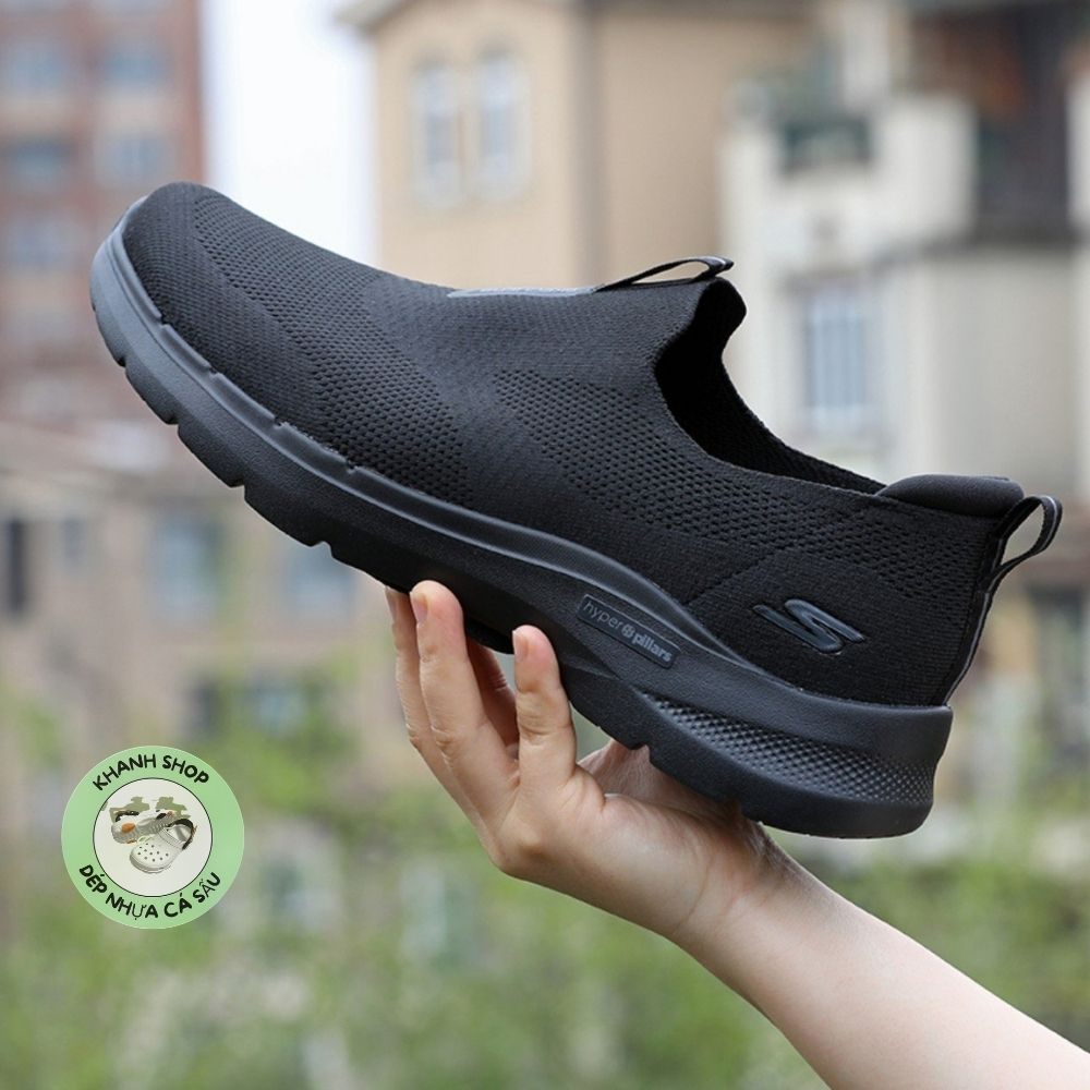 Giày chạy bộ Skechers Gowalk 6 Cho Nam, ÊM, NHẸ , THOÁNG MÀU ĐEN TUYỀN