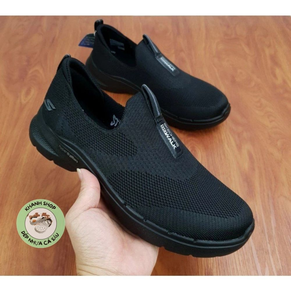 Giày chạy bộ Skechers Gowalk 6 Cho Nam, ÊM, NHẸ , THOÁNG MÀU ĐEN TUYỀN