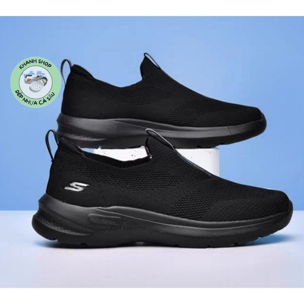 Giày chạy bộ Skechers Gowalk 6 Cho Nam, ÊM, NHẸ , THOÁNG MÀU ĐEN TUYỀN