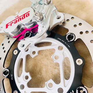⭐ Full Bộ Phanh trước xe Ex135 Ex2010 Sirius gồm 👉 Heo Frando 4pis + Đĩa Fando 260mm + Pad nhôm cnc nguyên khối ⭐
