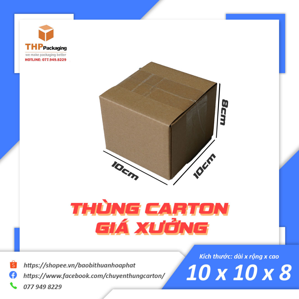 10x10x8 thùng giấy carton đóng hàng giá xưởng