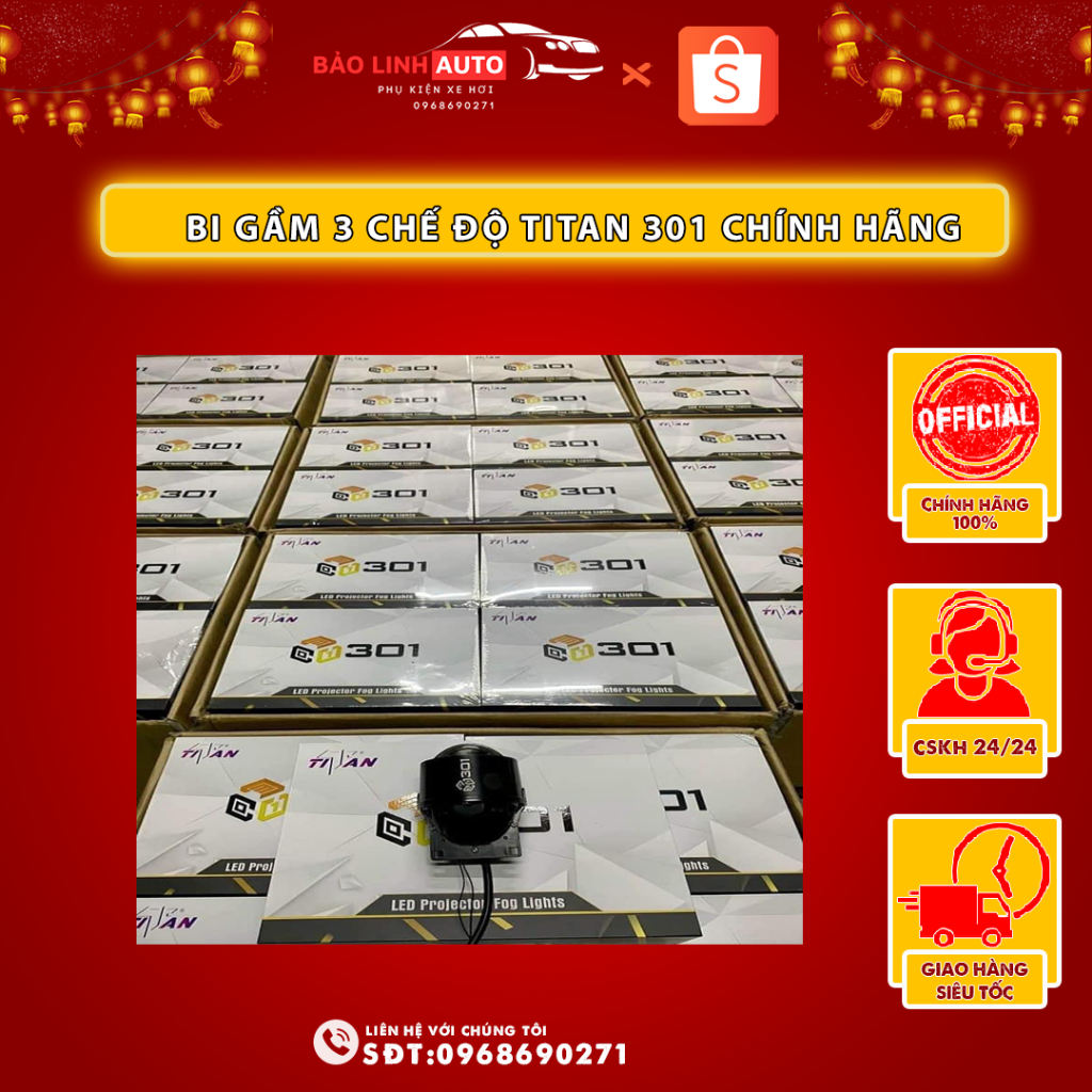 Bi Gầm Led 3 Mầu Titan 301 Chính hãng - Bảo Hành 2 Năm