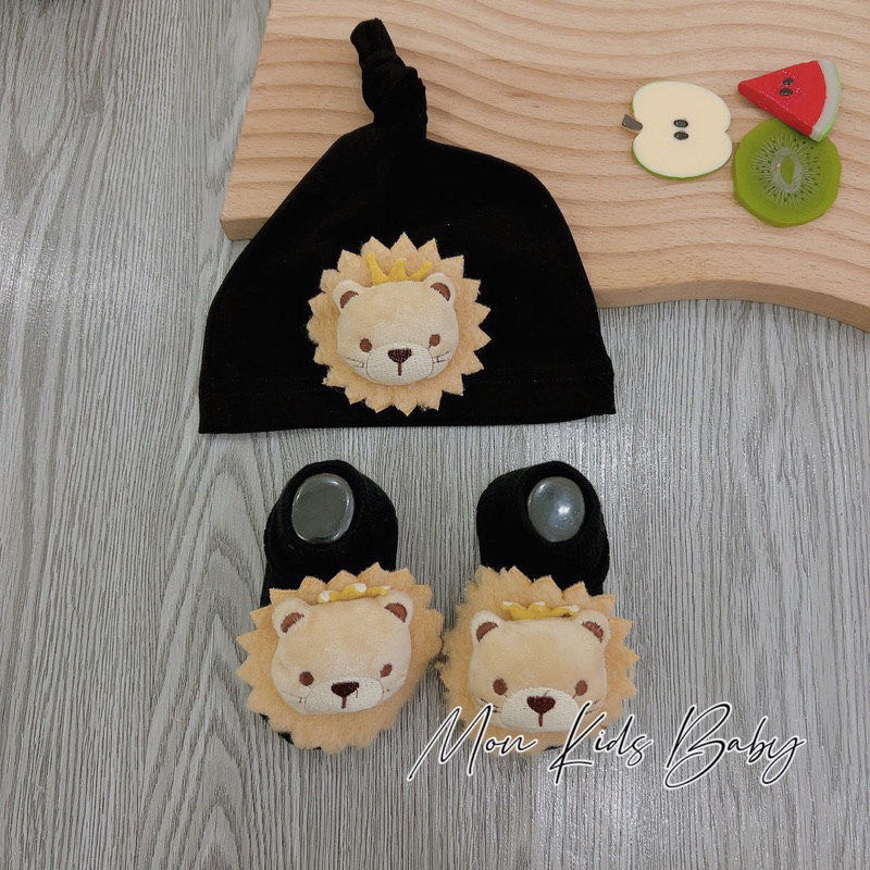 Set tất mũ cho bé 0-24M Set mũ tất sơ sinh