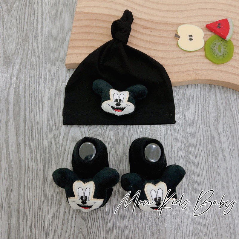 Set tất mũ cho bé 0-24M Set mũ tất sơ sinh