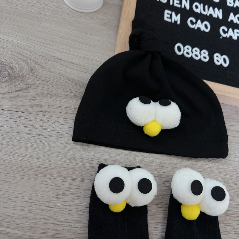 Set tất mũ cho bé 0-24M Set mũ tất sơ sinh