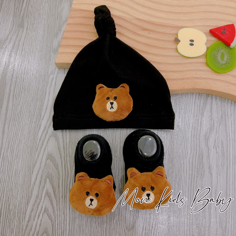 Set tất mũ cho bé 0-24M Set mũ tất sơ sinh