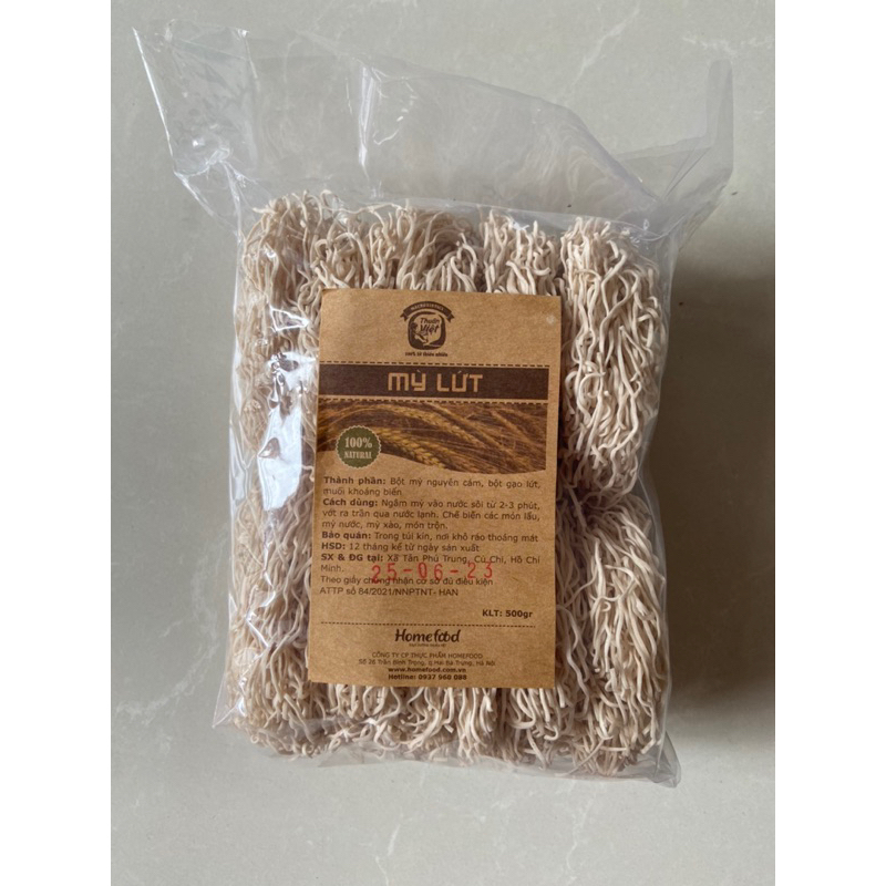 Mỳ lứt nguyên cám 500g Thuần Việt
