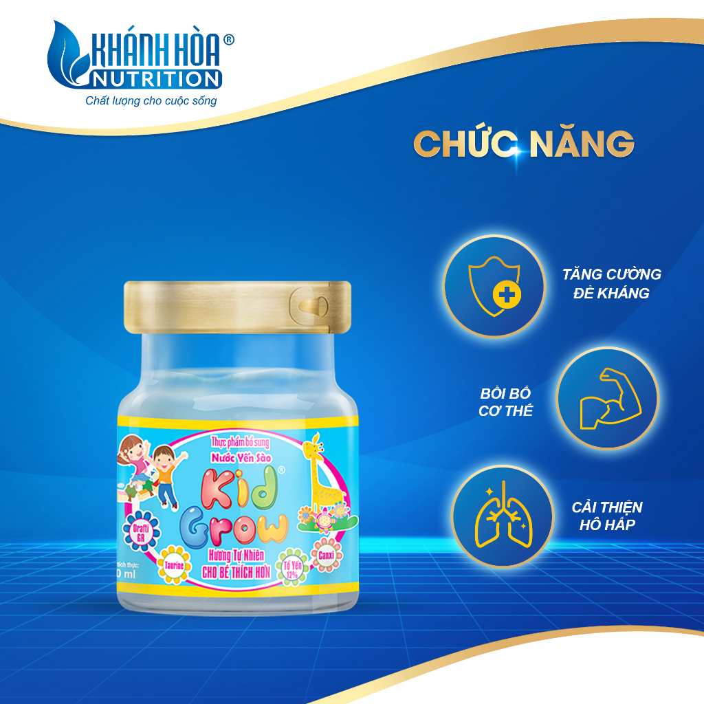 Nước Yến Sào Cho Bé KidGrow Hương Tự Nhiên 12% Tổ yến - Khánh Hòa Nutrition