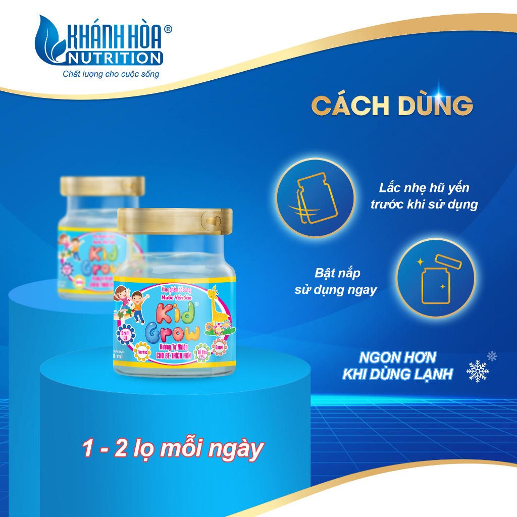 Nước Yến Sào Cho Bé KidGrow Hương Tự Nhiên 12% Tổ yến - Khánh Hòa Nutrition