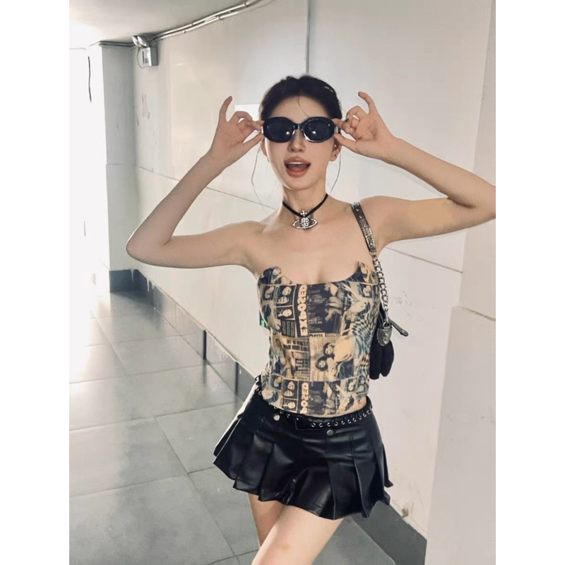 TKLIHN Set váy quây CÁ TÍNH hot TREND 2023 áo quây CORSET hoạ tiết FASHIONITA CÁ TÍNH
