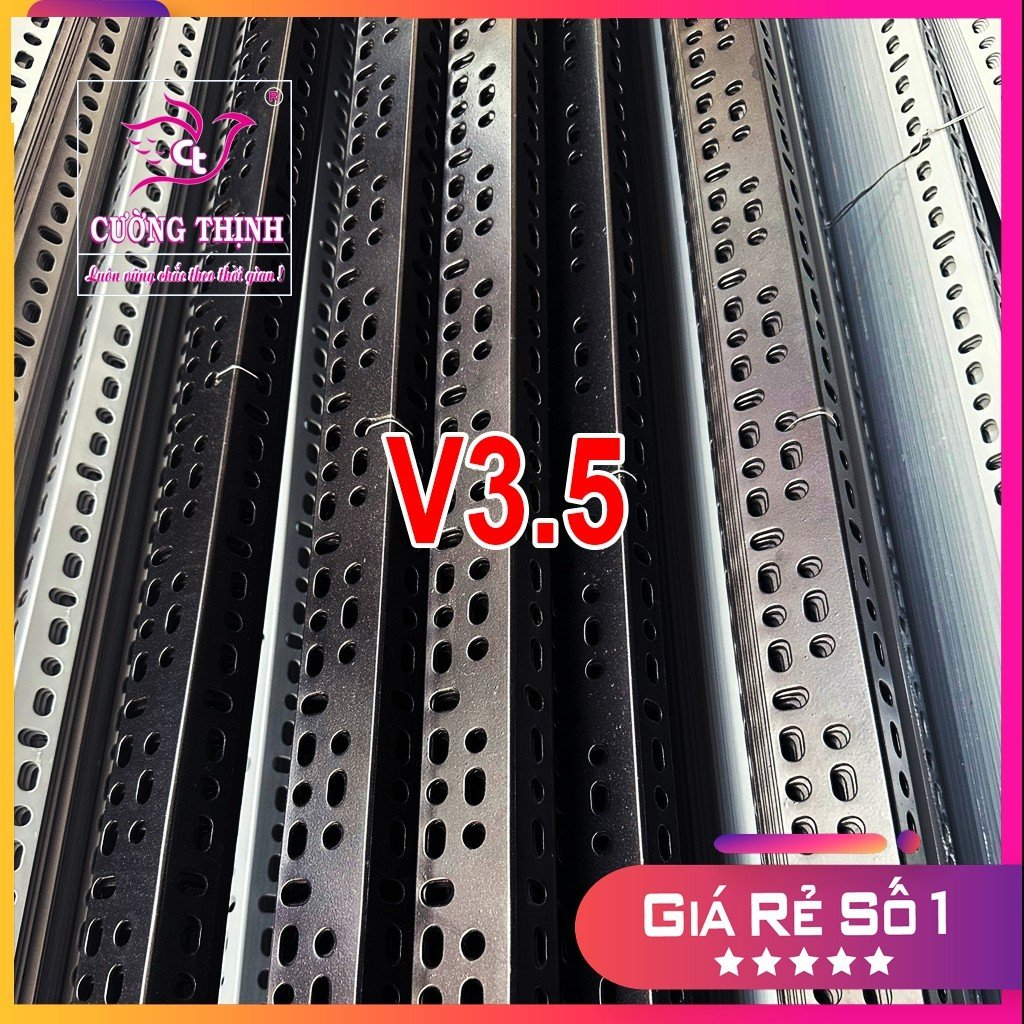 Thanh sắt v3.5 -dài 80cm.Dầy 1.6mm. Thép V lỗ đa năng. Sắt Lắp Ghép Khung Kệ V Lỗ