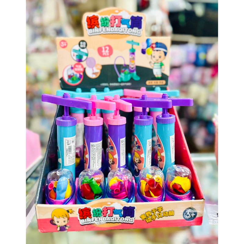 Đồ Chơi Bơm Bong Bóng Mẫu Ống Bơm Xe Đạp Cute Kèm Bong Bóng