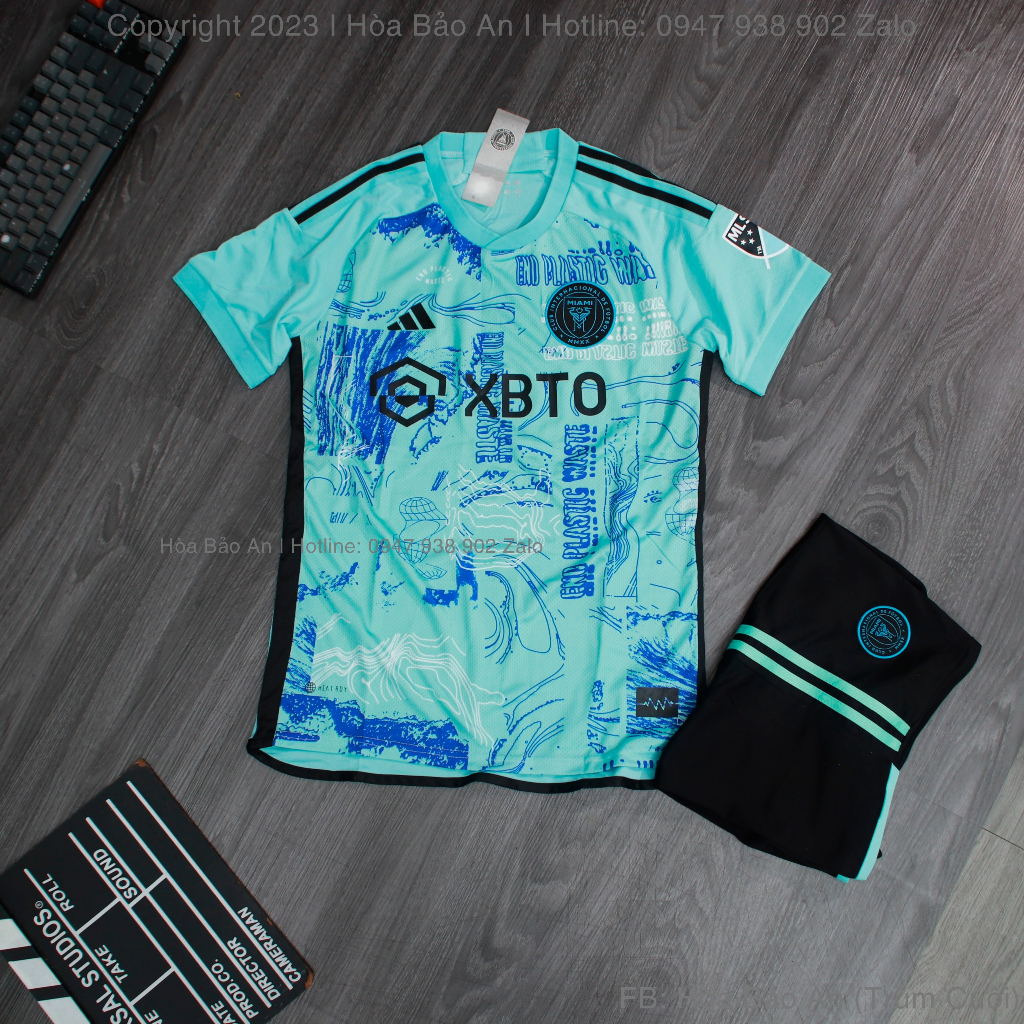 Set Bộ Thể Thao Nam Quần Áo Đá Banh Inter Miami 2024 Màu Đen mùa giải mới - Chuẩn Mẫu Thi Đấu - Vải Polyester Gai Thái