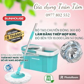 (Bảo hành 6 tháng) Bộ lau nhà xoay 360 độ SUNHOUSE KS-CL350PO