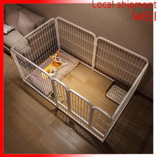 【Local shop】Lồng chó Lớn Giữa Nhỏ Chó Thép không gỉ Có thể gập lại Pet Dog Hàng rào Lồng trong nhà Trắng đen Trong phòng