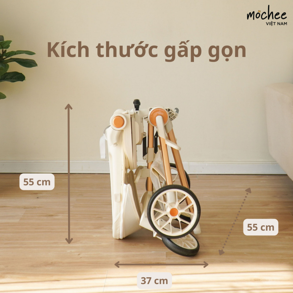 Xe đẩy du lịch Mochee cho bé MC064, xe đẩy trẻ em gấp gọn phát nhạc 360 độ - Monnie Kids