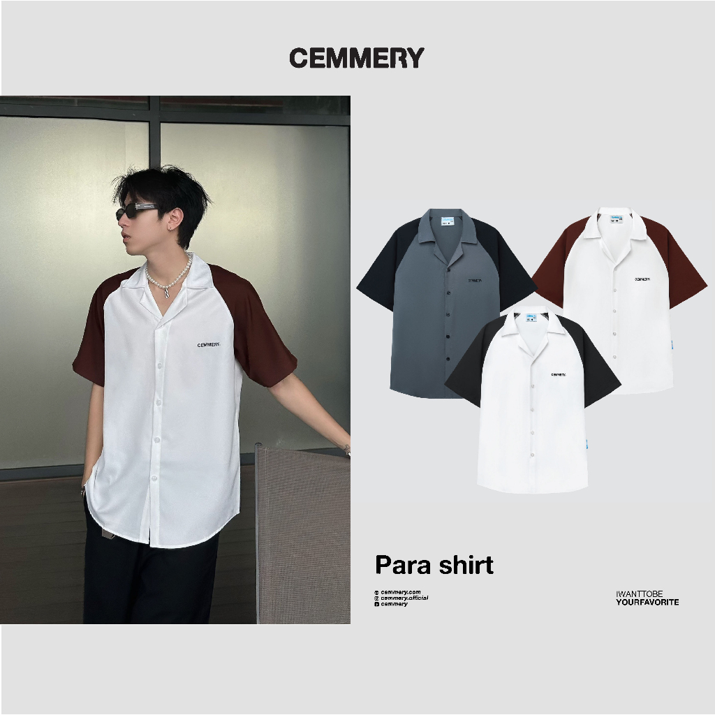 Áo Sơ Mi tay ngắn Cemmery LocalBrand  PARA SHIRT 3 Color, Sơ mi chất lụa hàn chống nhăn