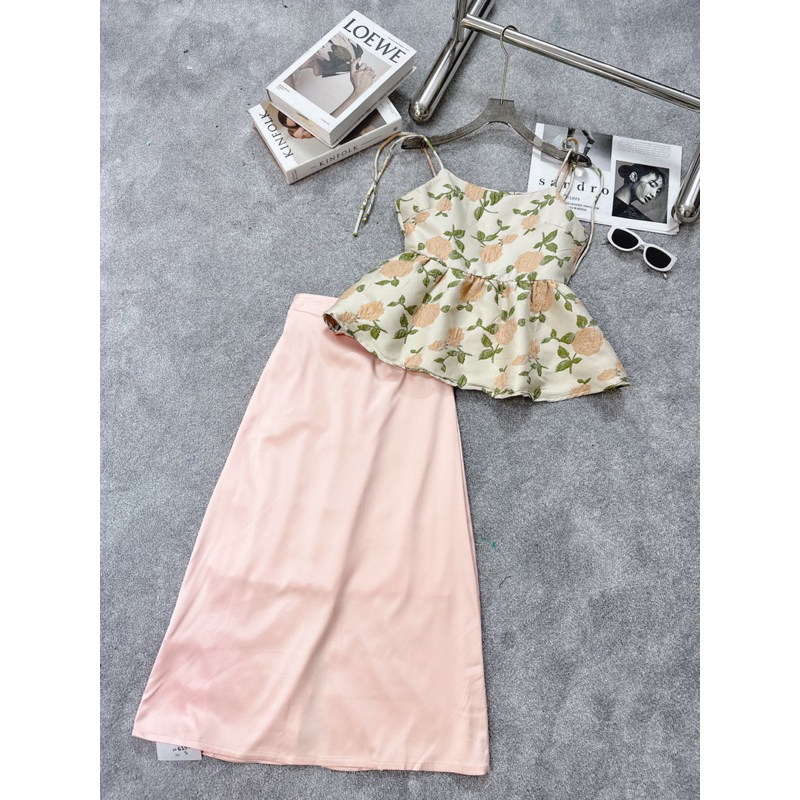 Set Áo 2 dây babydoll hoa gấm 23'September Clothes