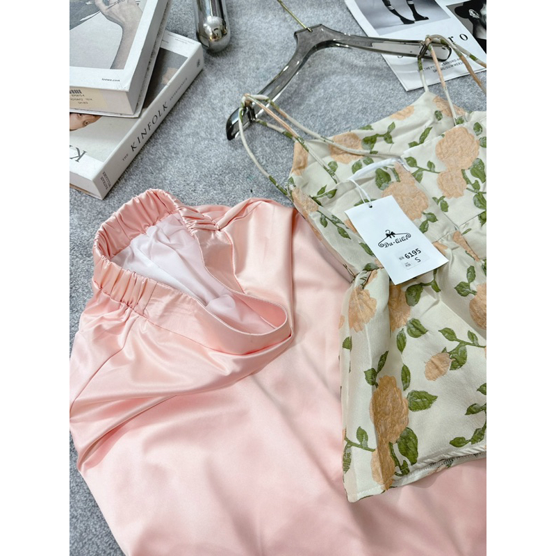 Set Áo 2 dây babydoll hoa gấm 23'September Clothes