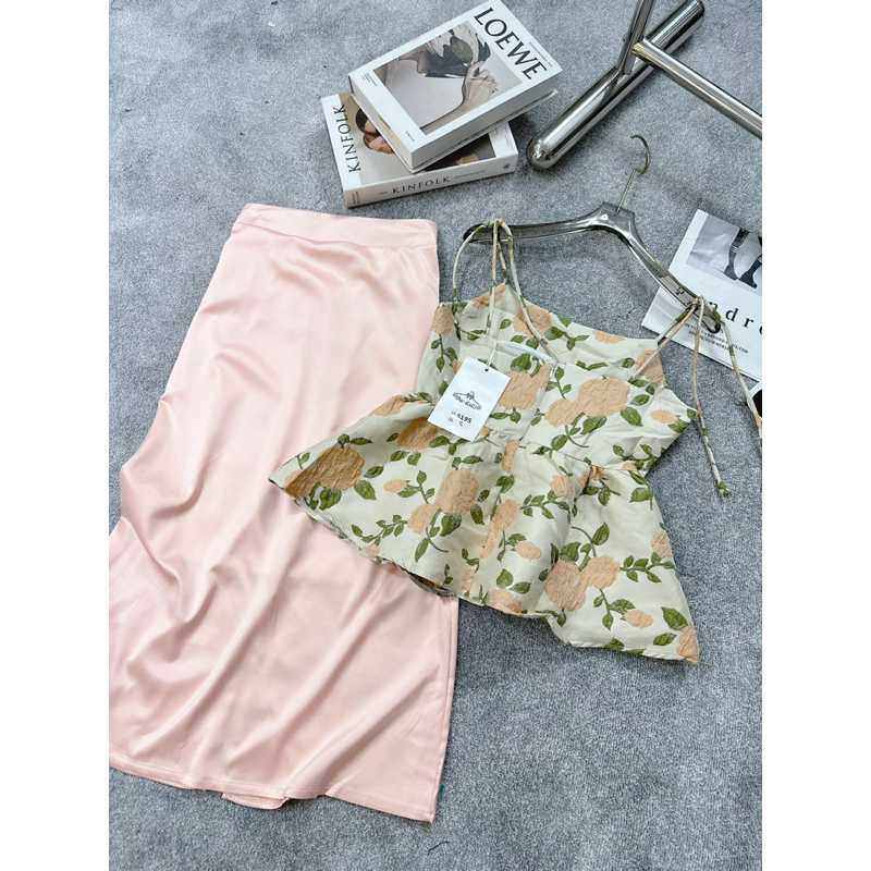 Set Áo 2 dây babydoll hoa gấm 23'September Clothes