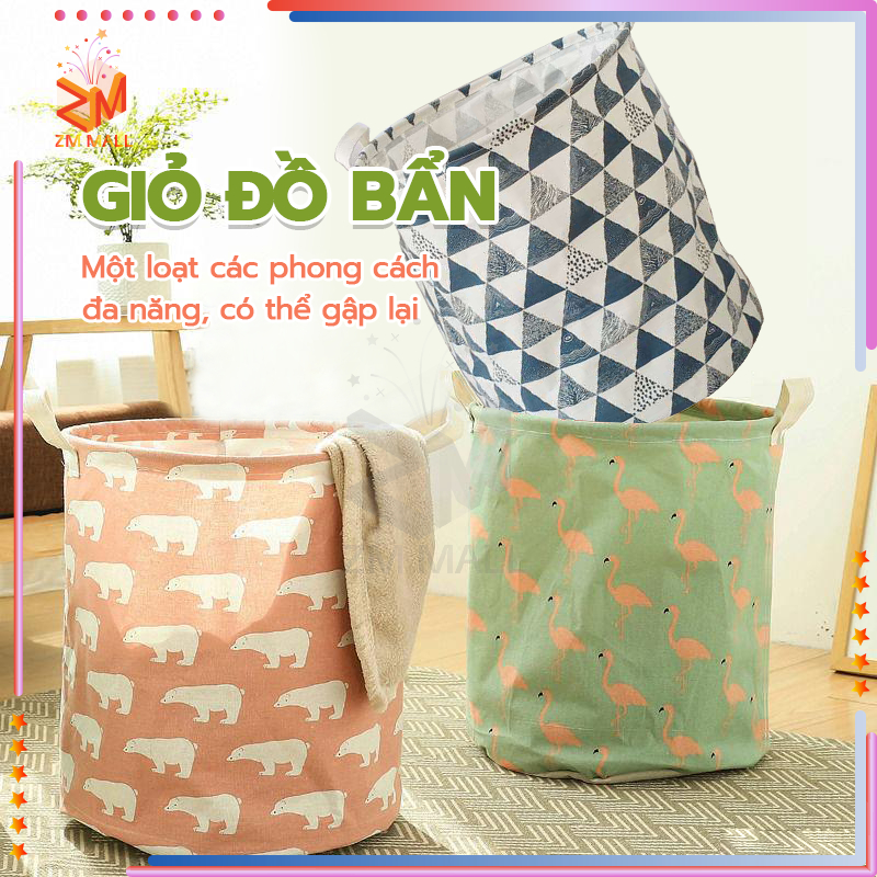 Giỏ Vải Đựng Đồ Đa Năng Gấp Gọn Chống Thấm Nước,lít đa năng tiện lợi mẫu mới,đựng quần áo bẩn,chăn màn tiện dụng