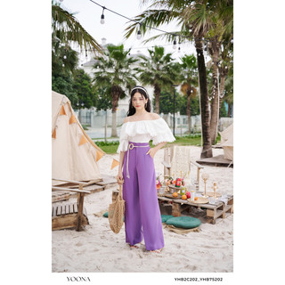 Quần suông tím pastel giấu khuy YOONA - YHB7S202