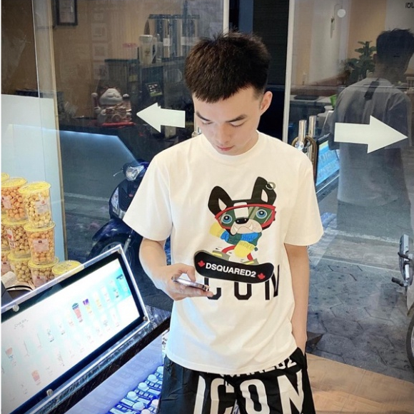 Áo Thun Nam DSQ 028 Hình In Chú Cún Sắc Nét Vải Cotton Cao Cấp Co Dãn 4 Chiều