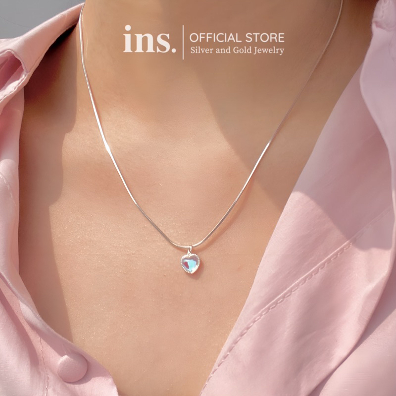 Dây chuyền bạc nữ INS mặt trái tim đa sắc Lovely Heart xinh xắn trong trẻo