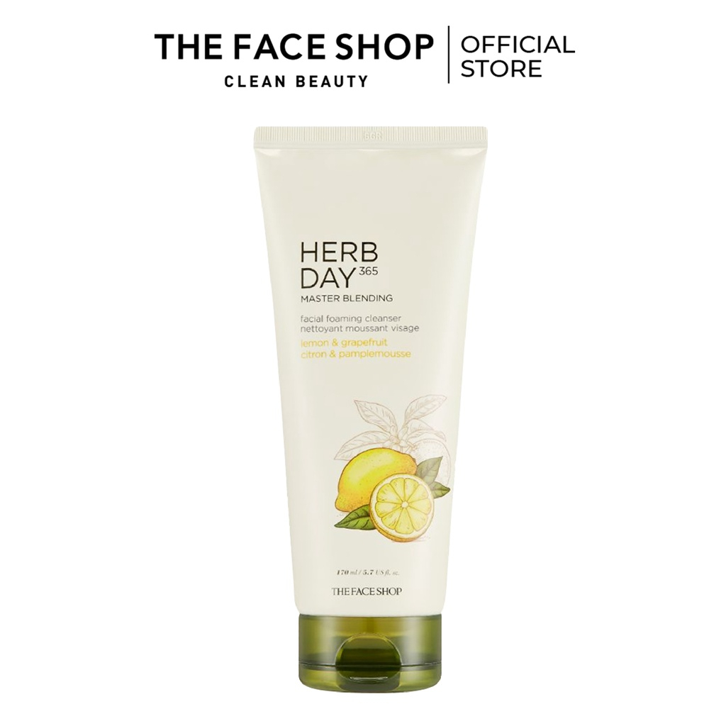 Combo 2 Sữa Rửa Mặt THE FACE SHOP Herb Day 365 Master Blending Facial Foaming Lemon & Grapefruit 170ml