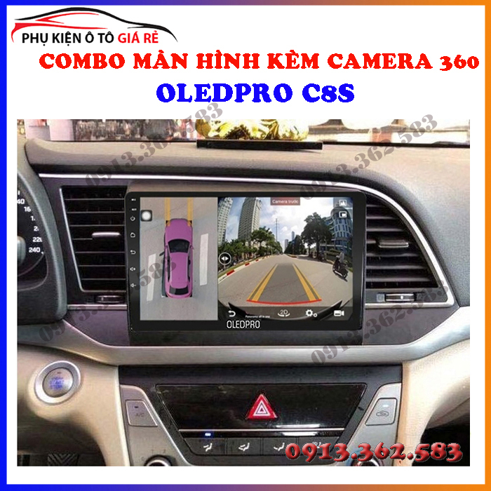 Combo màn hình liền camera 360 OLED C8S cho xe HUYNDAI ELANTRA 2016-2018 - màn hình ô tô giá rẻ, camera lùi ahd, bán phụ