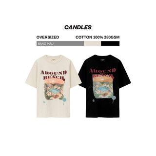Áo thun nam nữ oversize CANDLES RESORT T-SHIRT hình in khổ lớn sắc nét chất liệu cotton 100% 280gsm