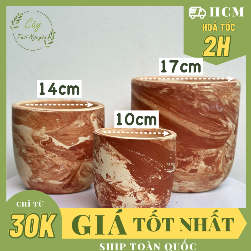 CHẬU ĐẤT NUNG LOANG MÀU TRỨNG TRÒN 10CM, 14CM, 17CM, (1 chậu),chậu trồng cây, trang trí nội thất, Cây Tươi Nguyên