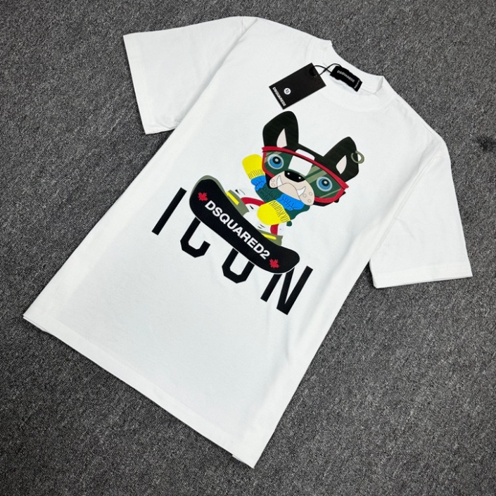 Áo Thun Nam DSQ 028 Hình In Chú Cún Sắc Nét Vải Cotton Cao Cấp Co Dãn 4 Chiều