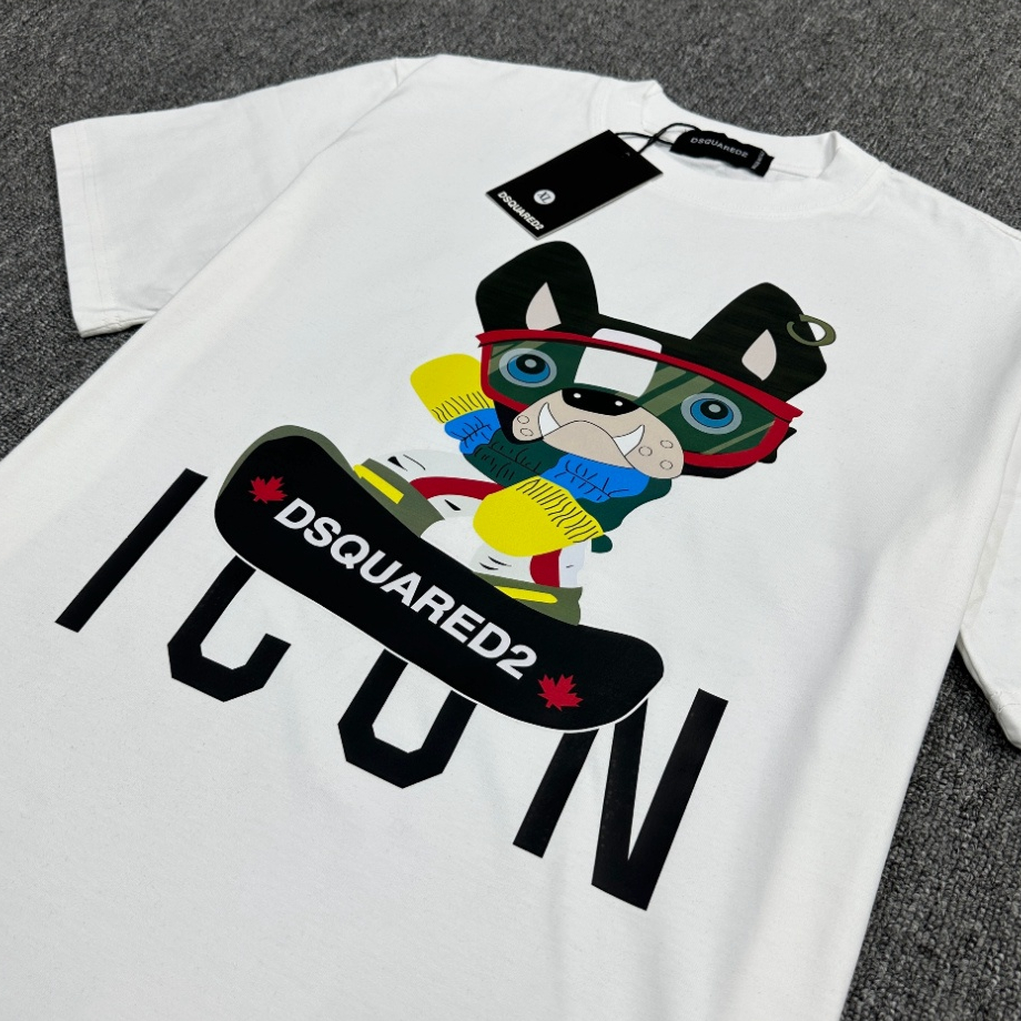 Áo Thun Nam DSQ 028 Hình In Chú Cún Sắc Nét Vải Cotton Cao Cấp Co Dãn 4 Chiều